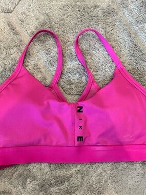 Nike Bright Pink Strappy Sports Bra with Center Logo Size Small